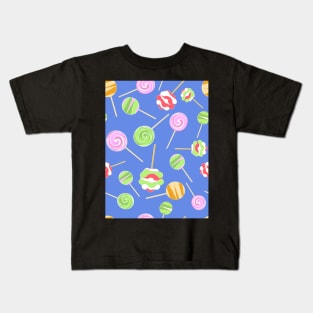 Lollipops on blue background Kids T-Shirt